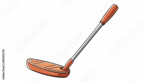 A compact putter designed with a short flat shaft and a round head that gently curves for optimal precision. The grip is cushioned for a comfortable. Cartoon Vector.