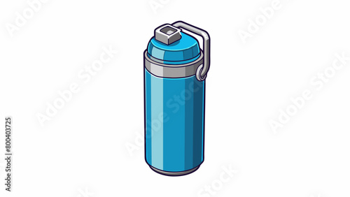 A compact reusable water bottle made from stainless steel featuring a sleek modern design. It has a secure fliptop lid and can keep liquids hot or. Cartoon Vector.