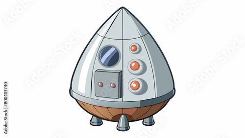 A compact teardropshaped object constructed of sy steel plates equipped with protruding propellers at the back and a small conical hatch at the top.. Cartoon Vector.