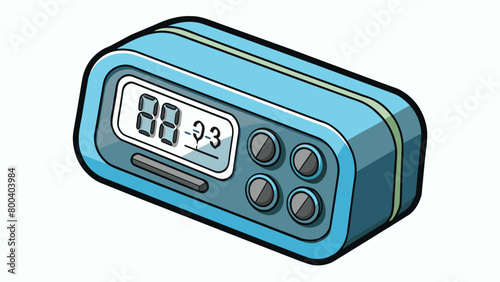 A digital hygrometer with a sleek black design featuring a screen that displays the current temperature and relative humidity levels in large bold. Cartoon Vector.