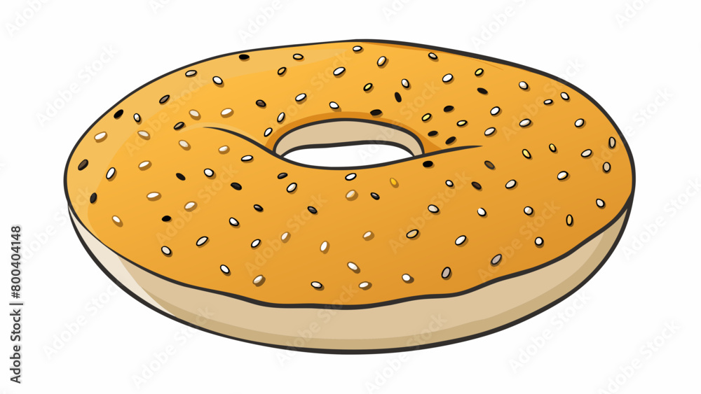 A freshly baked everything bagel coated in a generous mix of savory onion garlic poppy seeds and salt. on white background . Cartoon Vector. A freshly baked everything bagel coated in a generous mix of savory onion garlic poppy seeds and salt. on white background . Cartoon Vector.