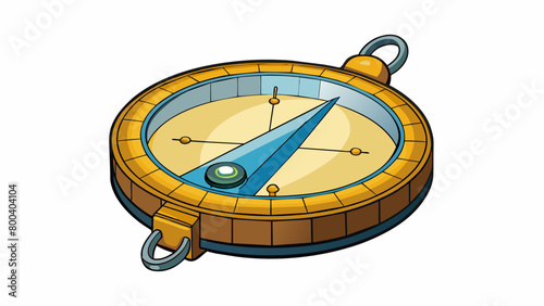 A flat round metal tool with measurements and markings on its surface used to draw perfect circles and determine the distance between points on a map.. Cartoon Vector.