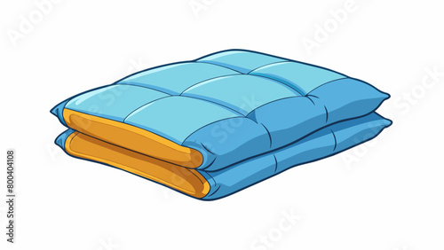 A foldable foamfilled pillow with a polyester cover designed to mimic the softness and support of a traditional pillow. Its compact size makes it. Cartoon Vector.