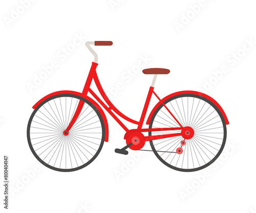 Cute vector black bicycle in cartoon style