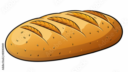 A freshly baked loaf of bread with a dark crust and a soft slightly spongy interior. Your teeth sink into a satisfying chew as you enjoy the slightly. Cartoon Vector.