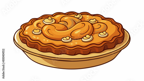 A freshly baked pastry with a golden brown flaky crust and a generous filling of ground cashews mixed with brown sugar and warm es. Each bite is a. Cartoon Vector.