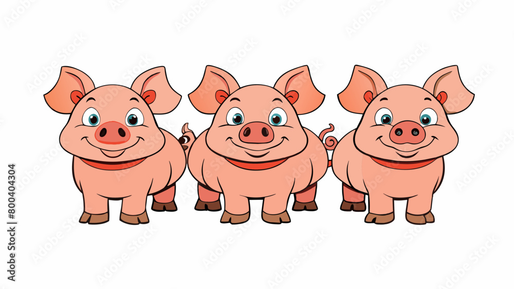 A group of identical looking pigs all with a signature ear tag indicating their specific purpose. Despite their identical appearances each pig has. Cartoon Vector. A group of identical looking pigs all with a signature ear tag indicating their specific purpose. Despite their identical appearances each pig has. Cartoon Vector.