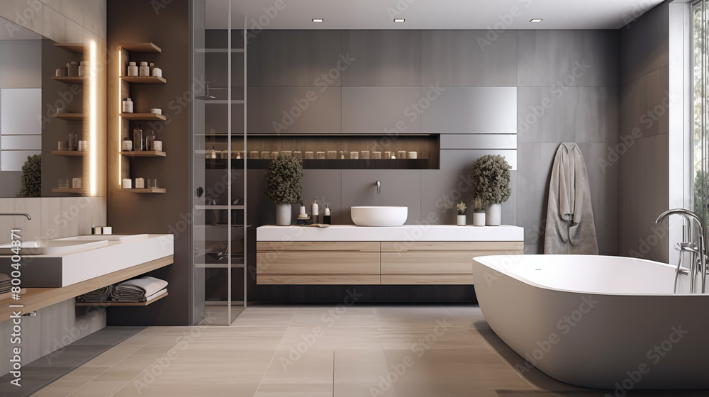 Modern Contemporary bathroom interior. Modern Contemporary bathroom interior.