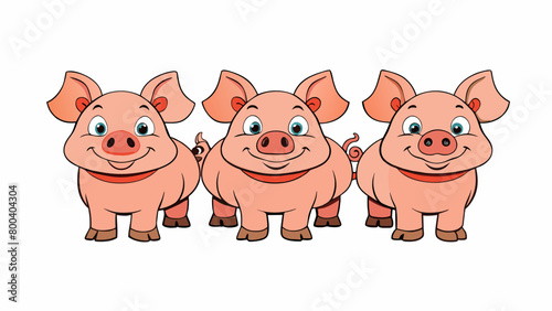 A group of identical looking pigs all with a signature ear tag indicating their specific purpose. Despite their identical appearances each pig has. Cartoon Vector.