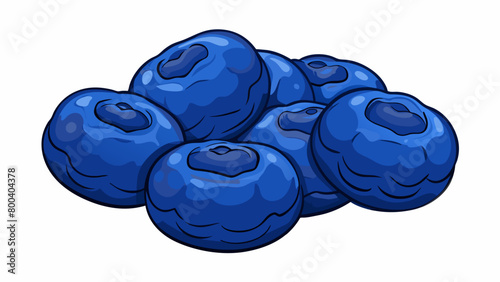 A handful of dried blueberries each one small and shriveled with a deep blue hue and a slightly wrinkled texture. Once rehydrated they become plump. Cartoon Vector.