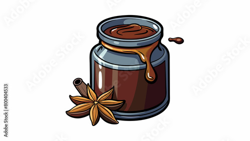 A jar of Licorice syrup thick and dark like molasses. The liquid is viscous and drips slowly and the smell is sweet and earthy with a hint of anise.. Cartoon Vector.
