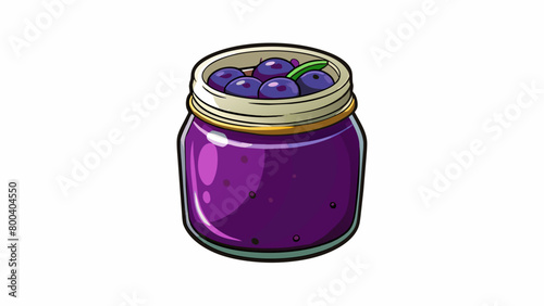 A jar of deep purple fruit preserve made from a mixture of ripe berries and cooked until it becomes thick and jamlike in texture. The preserve has a. Cartoon Vector.