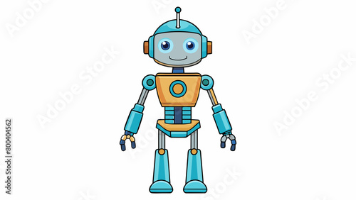A humanoid robot with a rotating head and multiple arms. It is equipped with AI technology to understand and fulfill human requests such as making. Cartoon Vector.