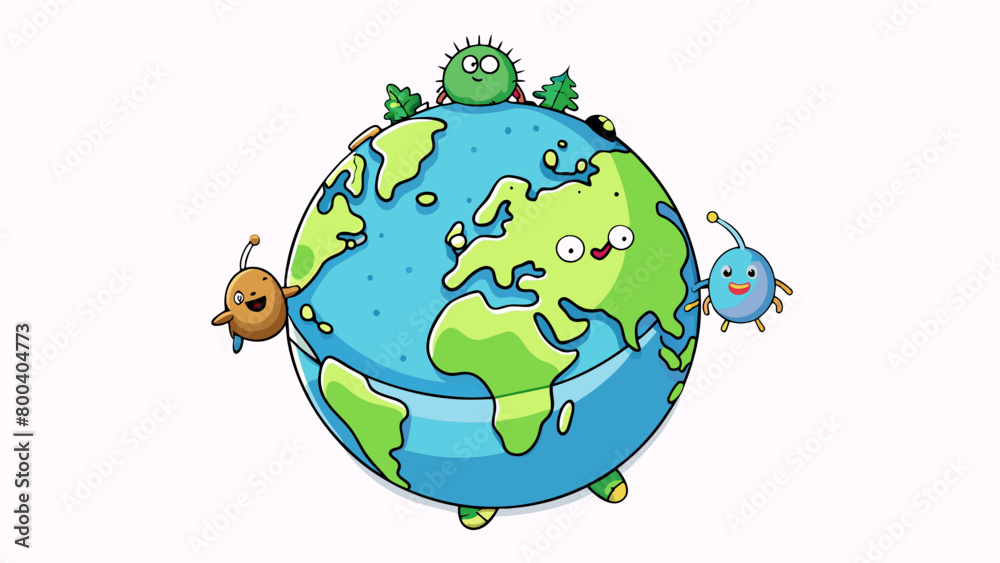 Fototapeta premium A living organism constantly adapting and evolving. It is home to millions of species including humans who all play a vital role in maintaining its. Cartoon Vector.
