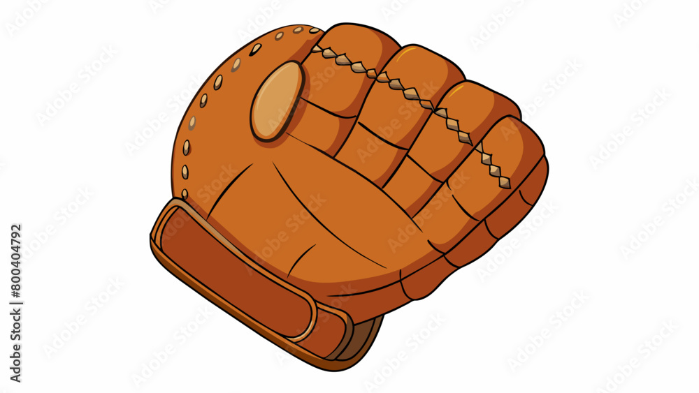 A leather mitt with a deep pocket and webbing perfect for scooping up ground balls or catching fly balls in the outfield. on white background . Cartoon Vector. A leather mitt with a deep pocket and webbing perfect for scooping up ground balls or catching fly balls in the outfield. on white background . Cartoon Vector.