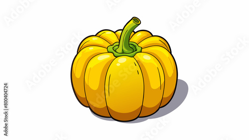 A large yellow bell pepper with a bumpy surface and a pungent aroma. Its thick sy walls make it perfect for stuffing or grilling while its bright. Cartoon Vector.