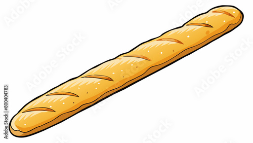 A long thin baguette with a crackly crust and a light and airy inside. It has a distinct aroma and a slightly sour taste.  on white background . Cartoon Vector.