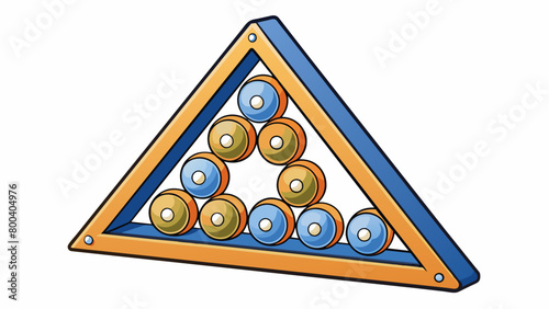 A metal triangular frame featuring a feltcovered surface and 15 slots for the numbered balls. The frame is sy and heavy providing a stable base for. Cartoon Vector.