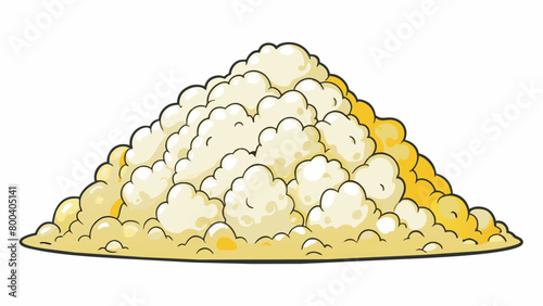 A mound of freshly popped fluffy white kernels fragrant and warm from the microwave.  on white background . Cartoon Vector.