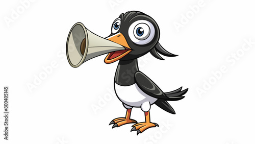 A noisy black and white bird with a long pointed beak and a distinctive call heard throughout the neighborhood.  on white background . Cartoon Vector.