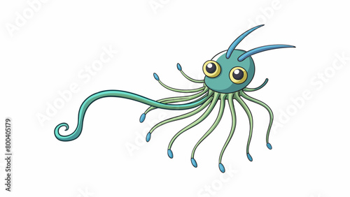 A mysterious elusive creature with a swaying elongated body and a pair of thin whiplike tentacles extending from its head like antennae giving it an. Cartoon Vector.