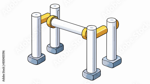 A pair of white painted bars used for physical therapy exercises. Each bar has a textured surface to prevent slipping and can be easily adjusted in. Cartoon Vector.