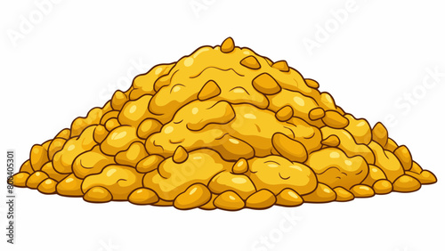 A pile of golden fluffy grains that have been boiled and then drained leaving a light and airy texture. They have a slightly nutty and earthy taste.. Cartoon Vector.