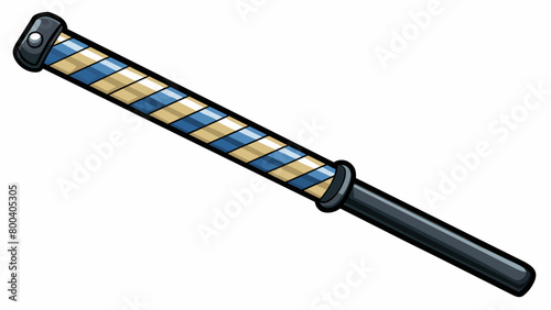 A plastic baton or nightstick with a black and white striped design resembling a real police officers weapon. The baton is lightweight and has a. Cartoon Vector. photo
