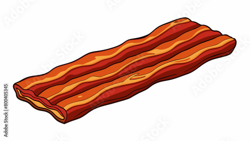 A plate of tempeh bacon strips thin and marinated in a smokysweet sauce has a crispy chewy texture and a deep golden brown color. It has a savory. Cartoon Vector.