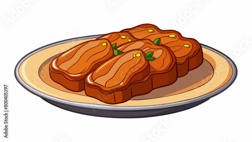 A popular seitan dish found in vegetarian Asian cuisine often called mock duck. This thinly sliced and marinated seitan is braised in a sweet and. Cartoon Vector.
