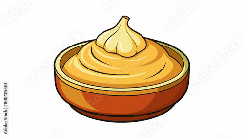 A rich buttery sauce with a subtle garlic aroma wafting from the surface.  on white background . Cartoon Vector.