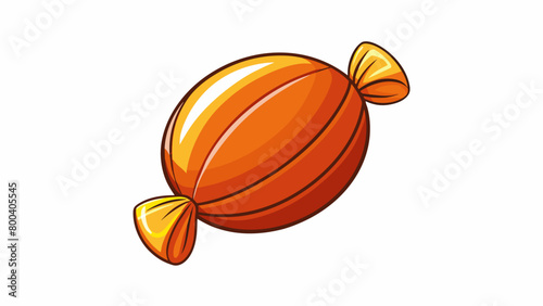 A round chewy candy with a shiny ambercolored coating and a rich decadent taste.  on white background . Cartoon Vector.