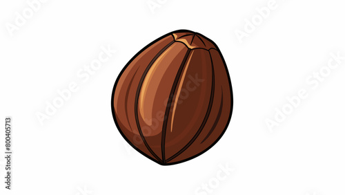 A short plump seed with a dark brown almost black shell and a noticeable ridge running down its center similar to a tiny pumpkin.  on white. Cartoon Vector.