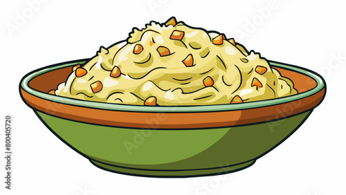 A side dish of coly ground grains that have been cooked and then mixed with savory seasonings such as butter pepper and cheese. They have a grainy. Cartoon Vector.
