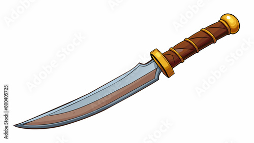 A short curved sword with a leatherwrapped handle and a single serrated edge commonly used by skilled assassins.  on white background . Cartoon Vector. photo