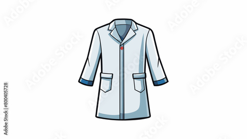 A short white lab coat with a zipper closure and threequarter length sleeves. It has a slim fit design and is made of breathable fabric to keep the. Cartoon Vector. photo