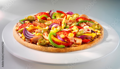Gonzales, Pizza, Mexiko, Paprika, Tomaten, Mais, rote Zwiebeln, photo