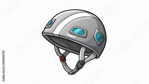 A sleek matte gray climbing helmet is equipped with a detachable visor perfect for shielding the face from harsh sun rays or snow. The helmet also. Cartoon Vector.