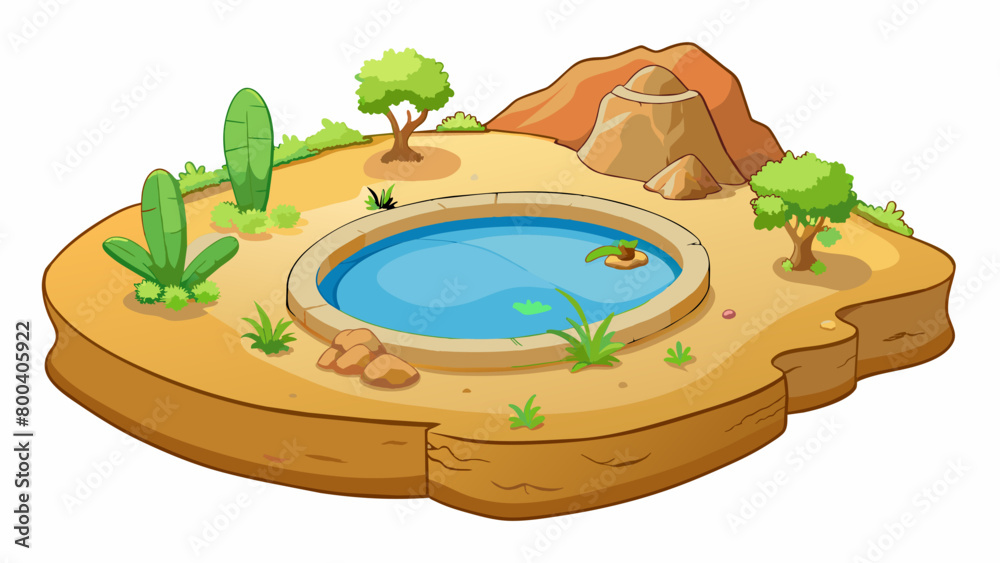 A small desert oasis formed by a spring that feeds a small pond. The ...