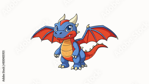 A small figurine of a fierce dragon made of durable heavyduty plastic and featuring a movable head and wings for realistic flight action. on white. Cartoon Vector.