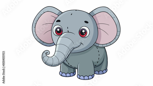 A small gray stuffed elephant with a e upturned trunk. Its floppy ears are a darker shade of gray and its squishy body is perfect for cuddling. The. Cartoon Vector.