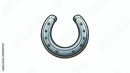 A small iron horseshoe smooth and shiny with a distinct horseshoe shape. It is believed to bring good luck and is often used in decorative crafts. . Cartoon Vector.