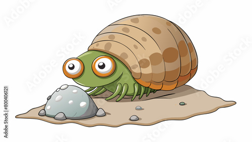 A softbodied mollusk with bulbous eyes and a beaklike mouth pressing its suction cups onto a smooth rock as it hunts for prey along the ocean floor.. Cartoon Vector. photo