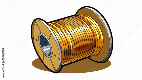 A spool of wiry metallic thread that glints in the sunlight used for hooking and hauling in fish from the depths of the sea. Its incredibly durable. Cartoon Vector.
