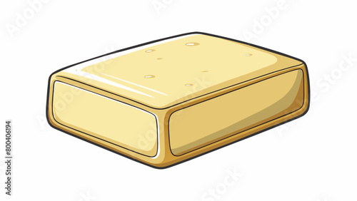 A square block of creamy white cheese with a smooth and spreadable consistency. Its taste is mild and slightly tangy perfect for sandwiches or as a. Cartoon Vector.