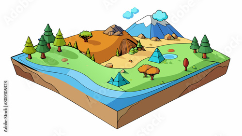 A symphony of colors and textures with deserts forests plains and oceans blending together in a seamless harmony. It is a treasure trove of diverse. Cartoon Vector.