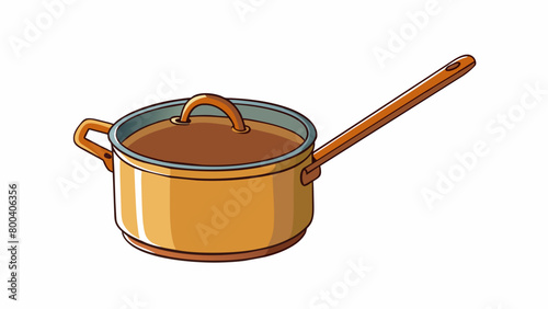 A tall cylindrical pot with a rounded bottom and a flat wide bottom. The pot is made of seasoned cast iron and has a long handle on one side and a. Cartoon Vector.