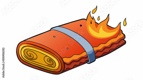 A tearresistant windproof and fireretardant blanket that is specifically designed for use during emergencies such as earthquakes hurricanes and other. Cartoon Vector.