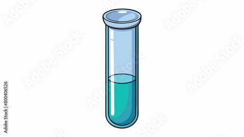 A thin transparent tube with a narrow neck and a wide flat base commonly used in school science classes for conducting experiments and reactions. . Cartoon Vector.