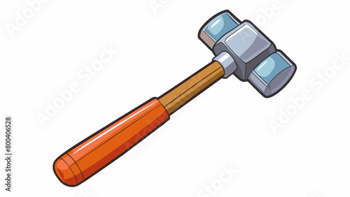 A tiny plastic reflex hammer with a metallic handle and a rounded rubber tip for tapping on knees and elbows during checkups.  on white background . Cartoon Vector.